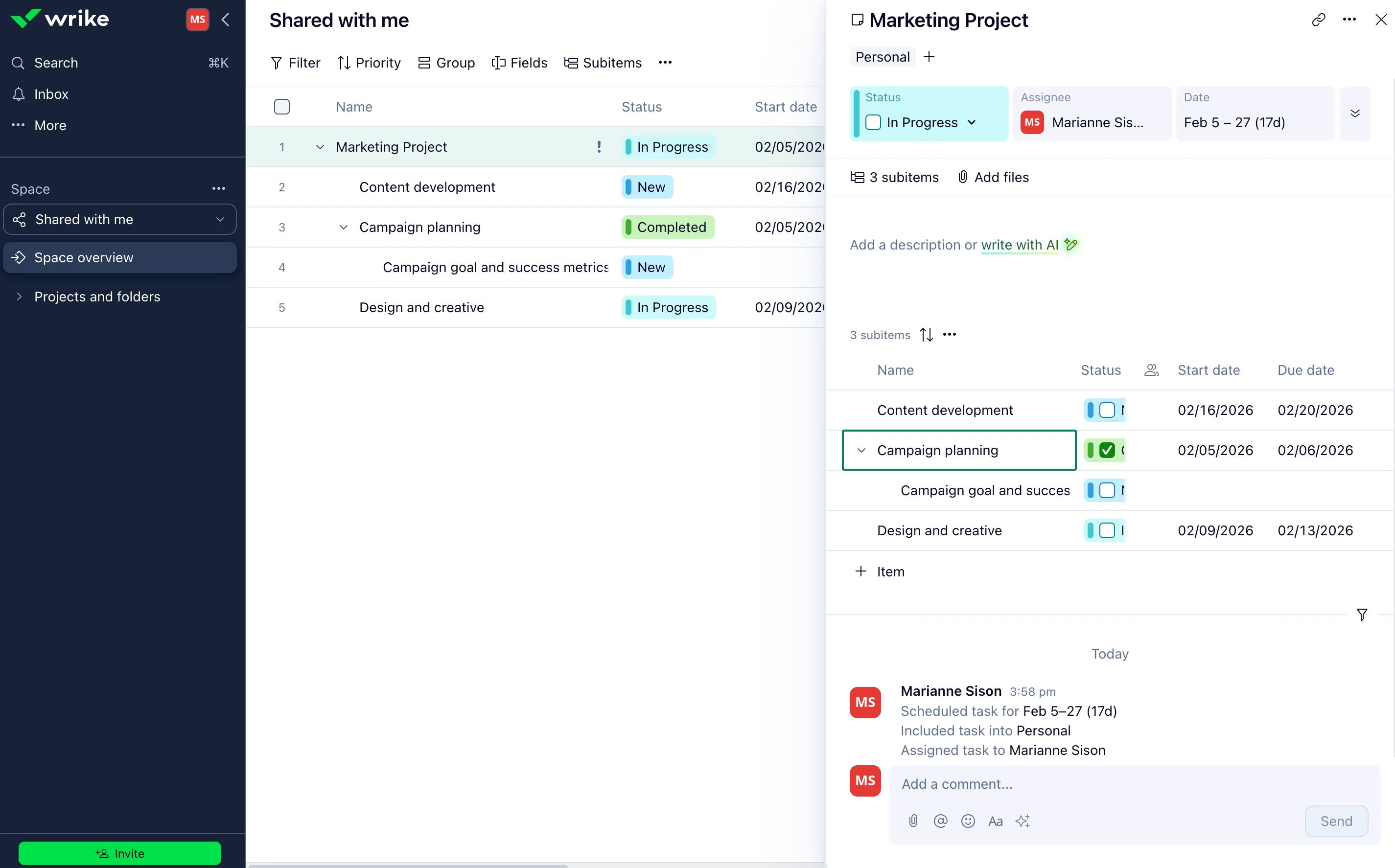 Wrike is a robust option among task management applications