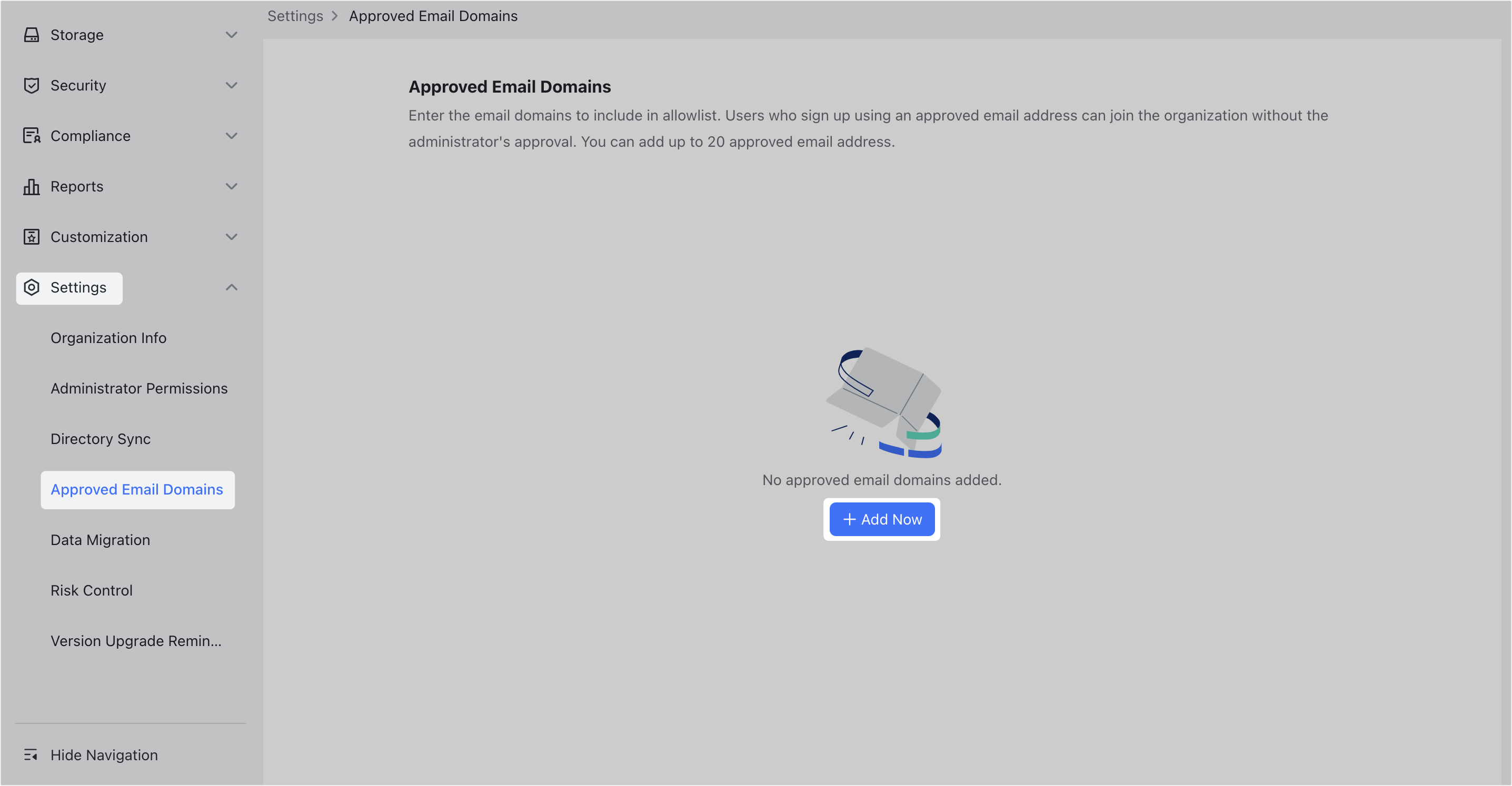 Admin | Set up automatic email address approval