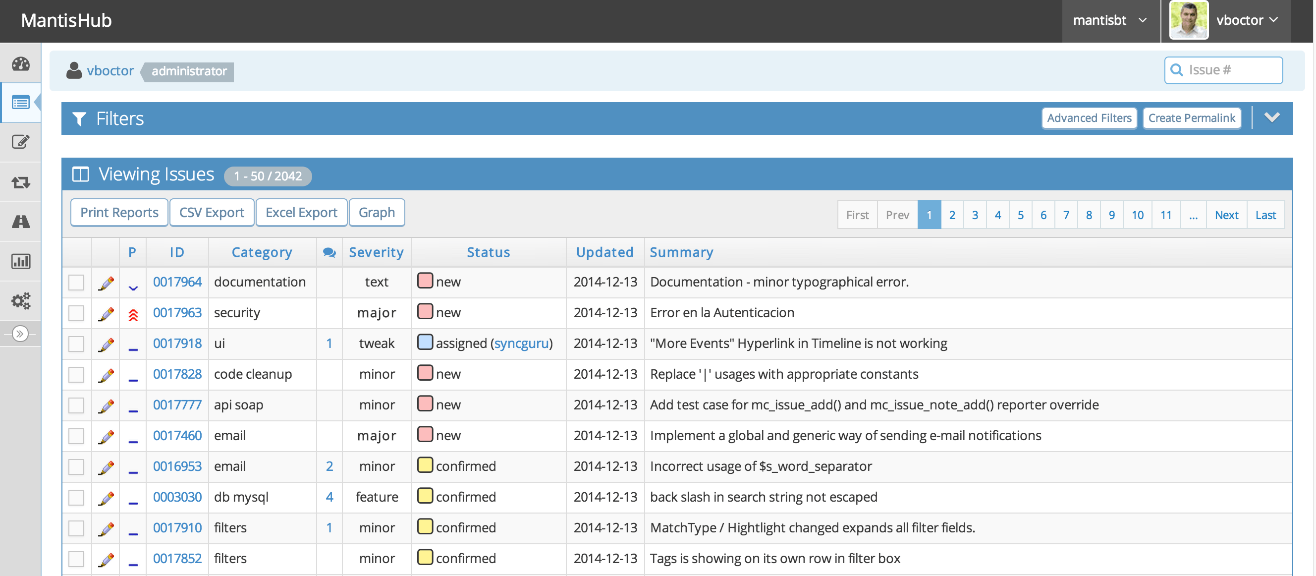 MantisBT: Best lightweight free defect tracker