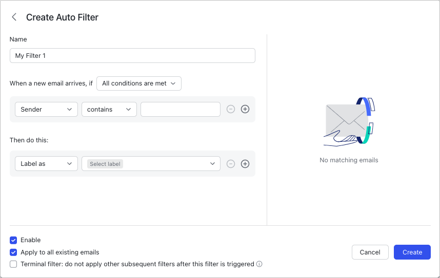 Lark Mail auto filters