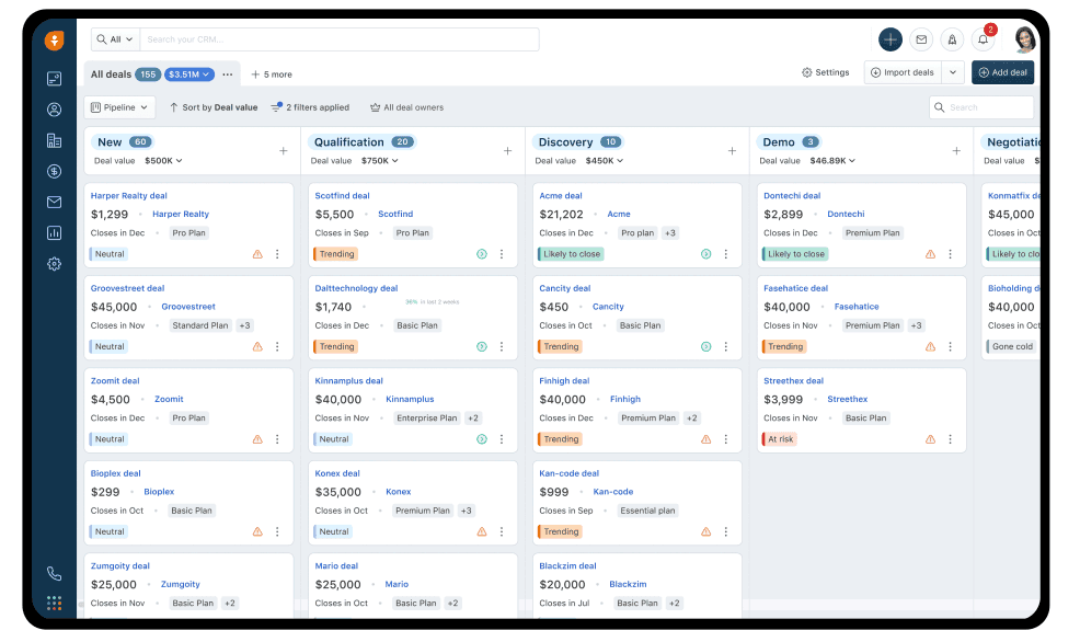 Freshsales interface example