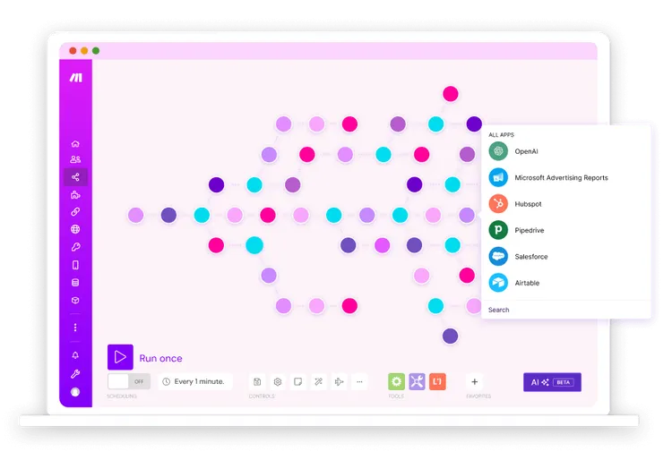 Make automation tool: Visual workflow builder & AI agents