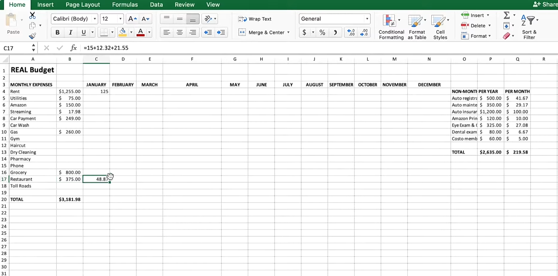 Add sheets for monthly or annual summaries