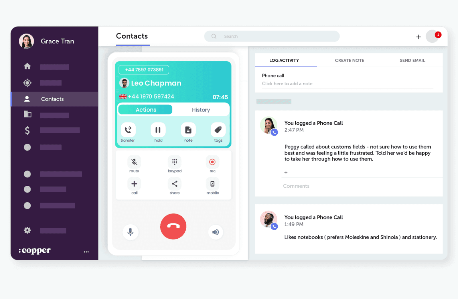 An image showing mobile CRM software by Copper CRM
