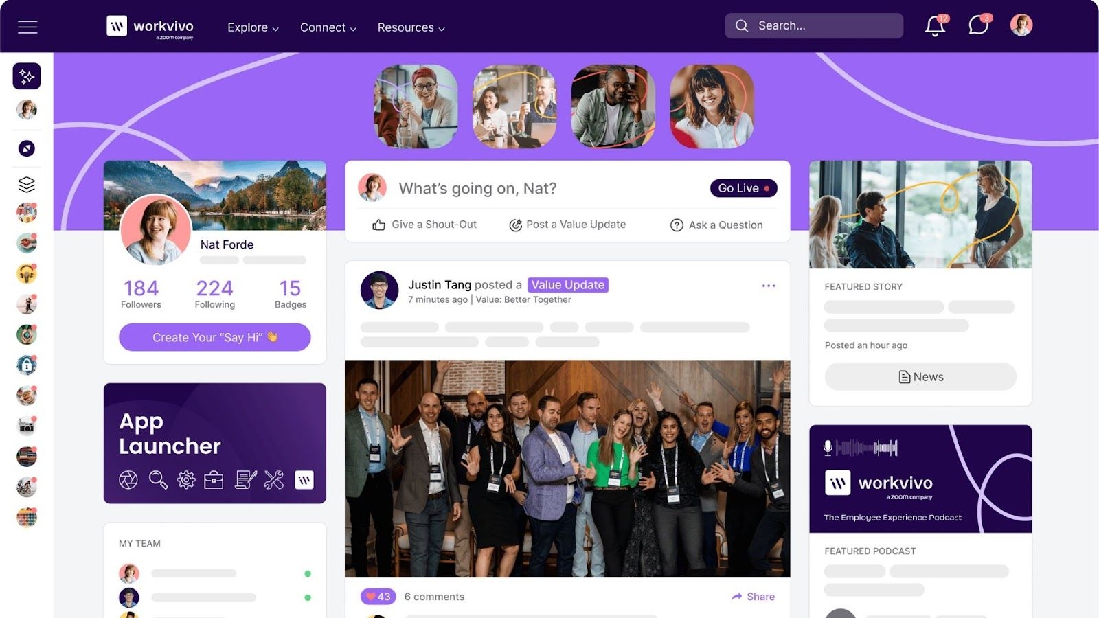 Workvivo's social intranet and engagement platform