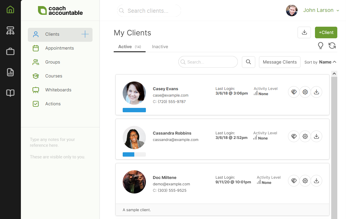 CoachAccountable as a CRM software