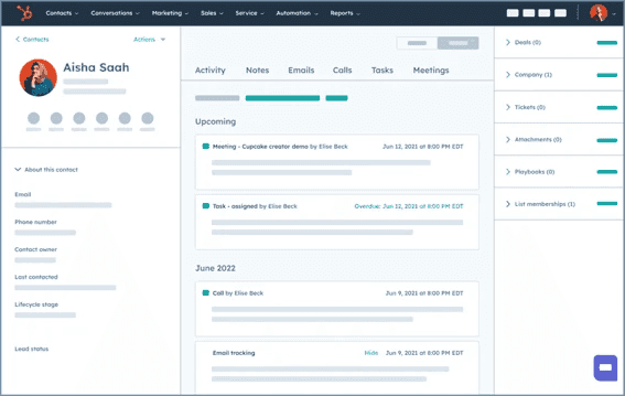 HubSpot's contact management page