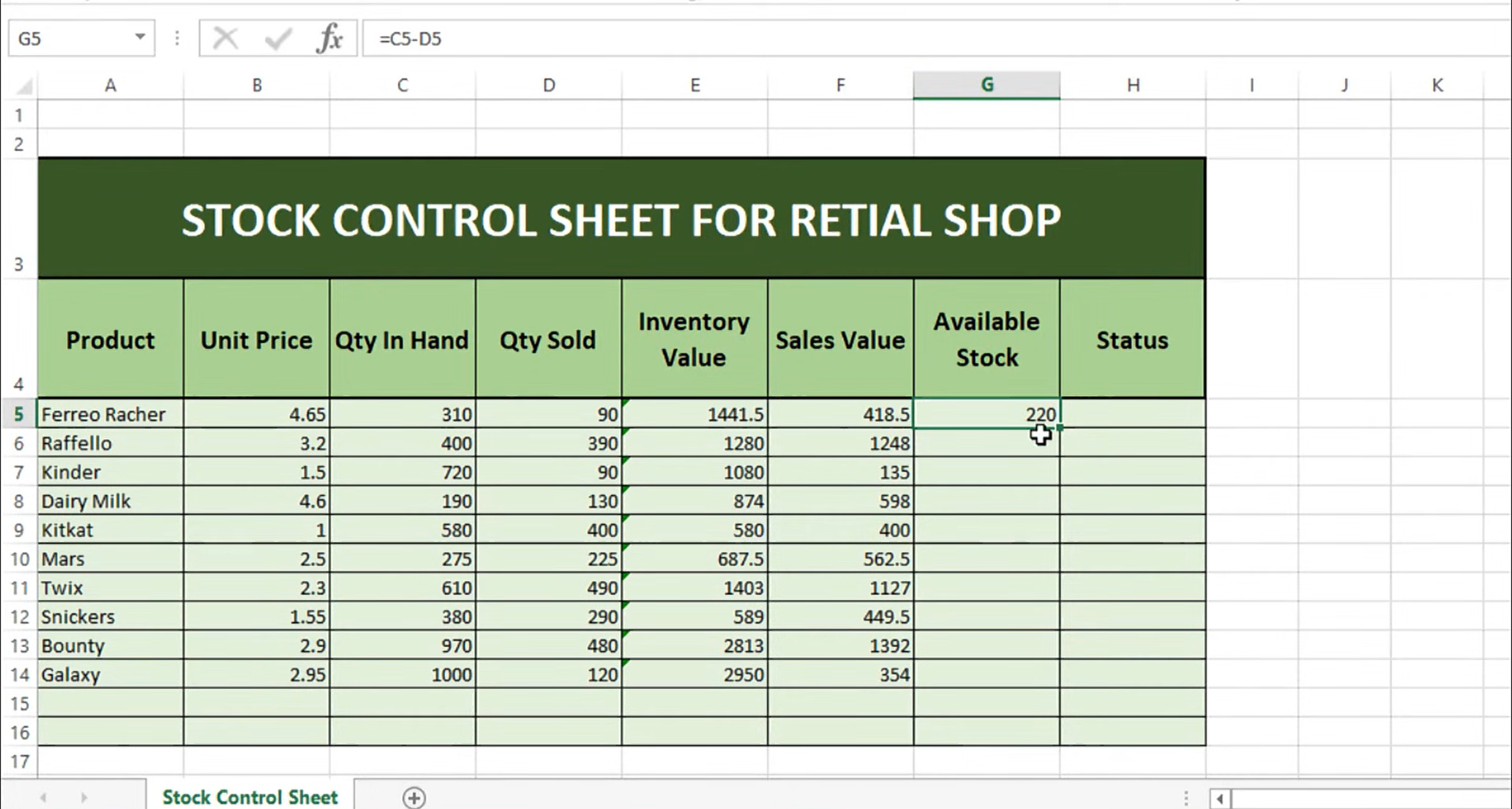 Inventory tracker template