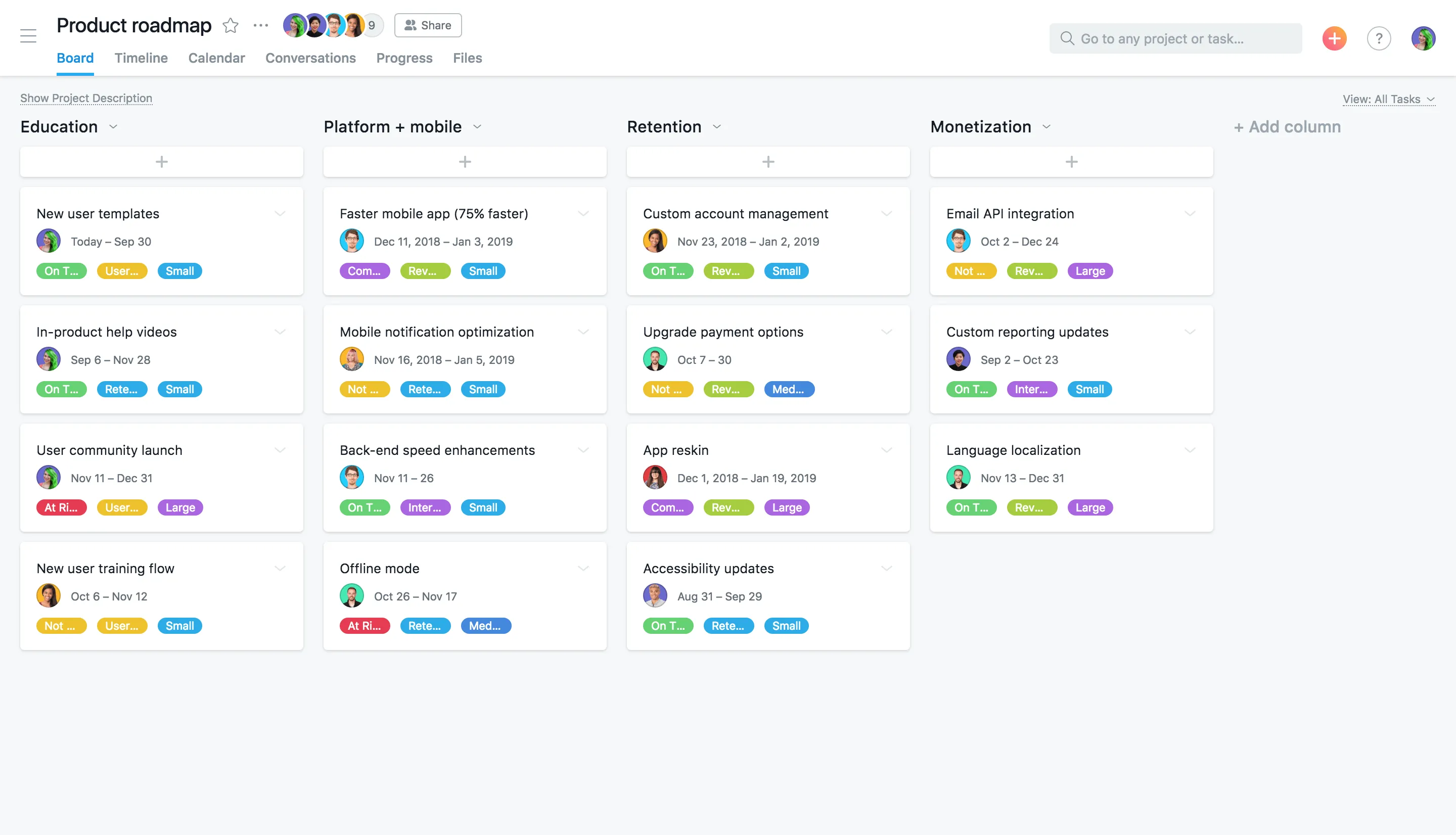 Asana product roadmaps