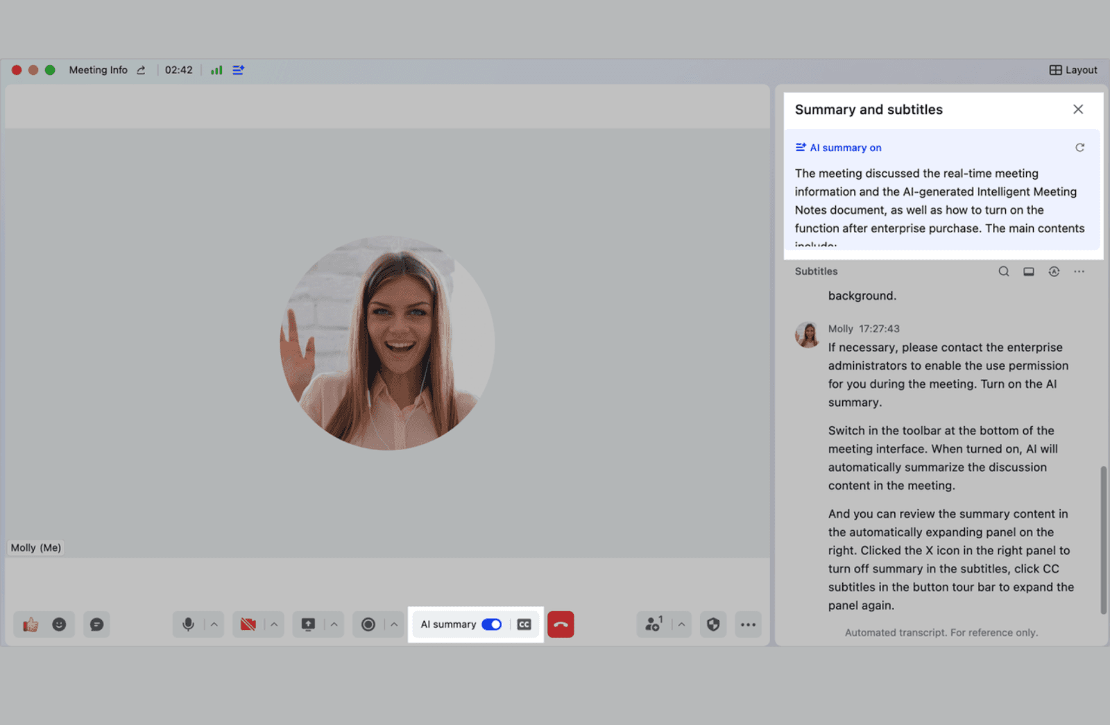 AI-powered smart summary by Lark