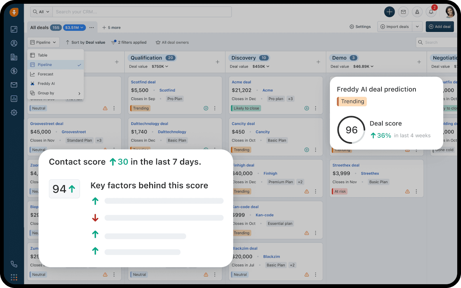 Freshsales CRM interface