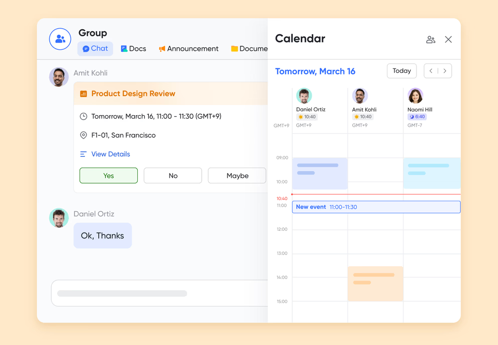 Lark Calendar helps intelligent schedule coordination