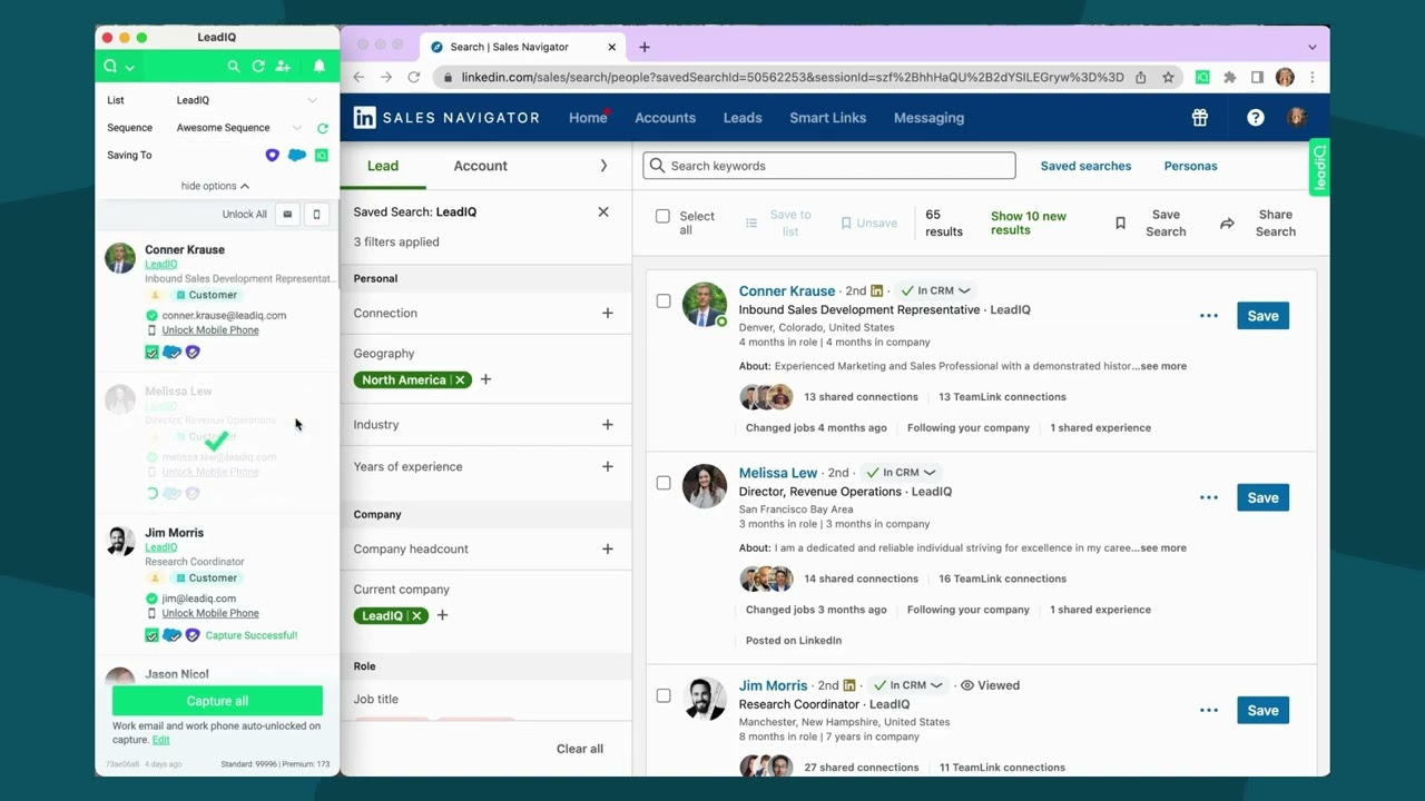 LeadIQ prospect data enrichment and CRM sync