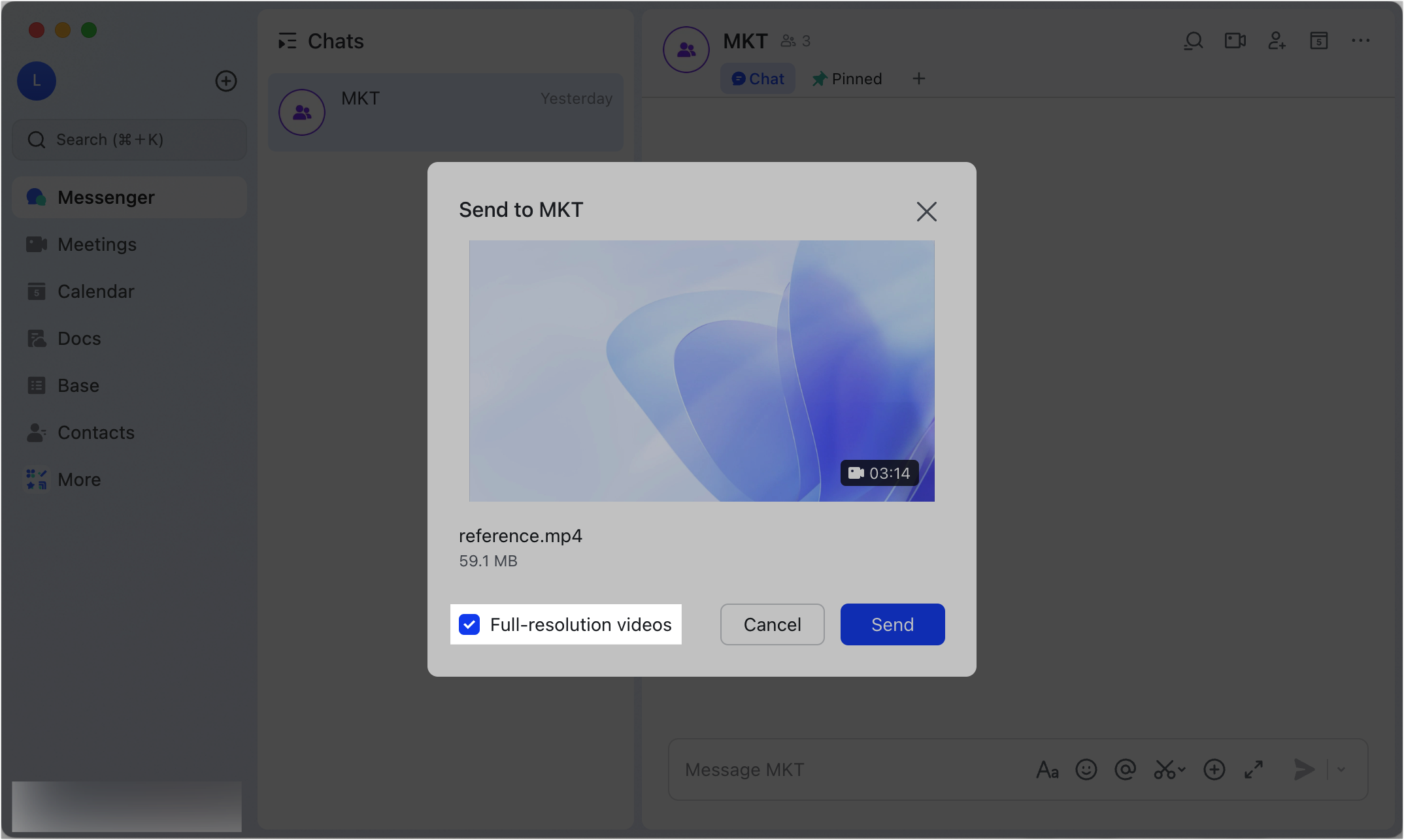 Send or download videos in a chat