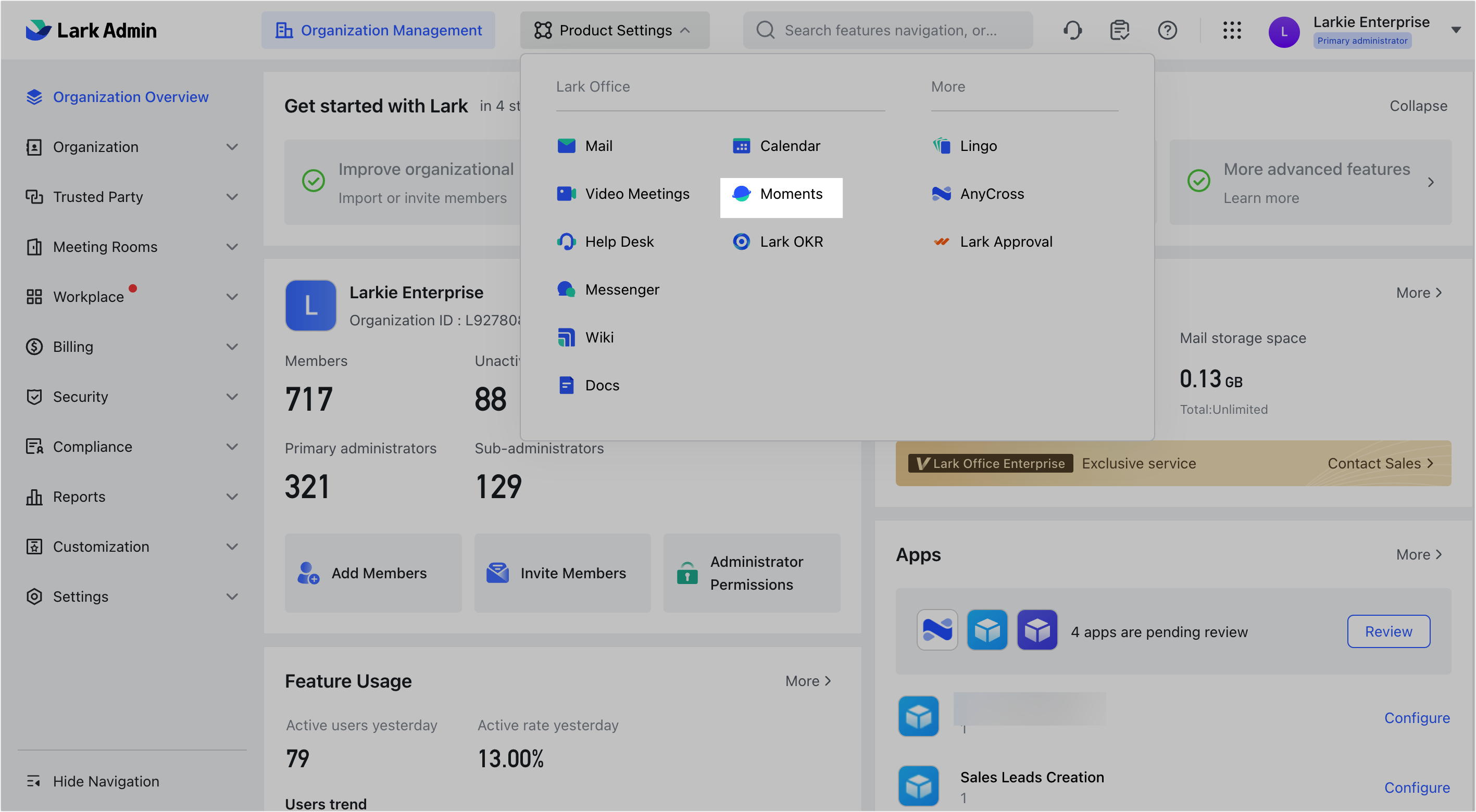 Admin | Set display fields in Moments