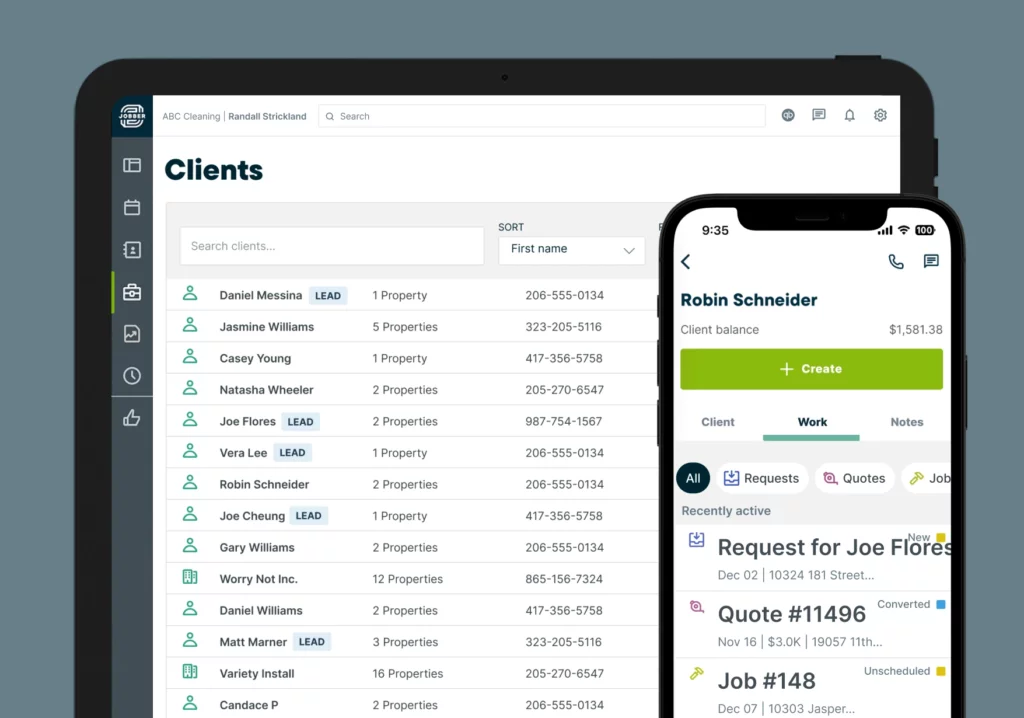 Mobile interface of Jobber for building strong customer relationships on the go
