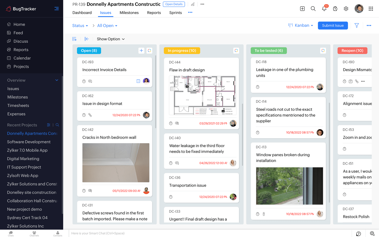 Explore Zoho bug tracker's features
