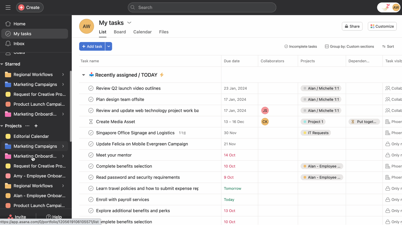Workflow simplified using Asana