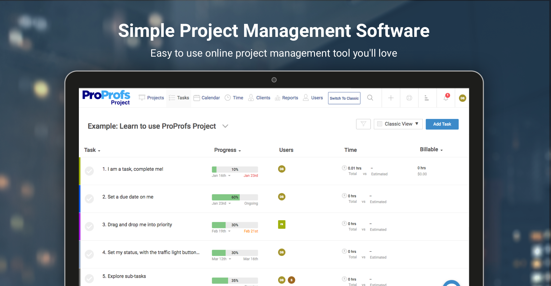 Proprofs project management tool