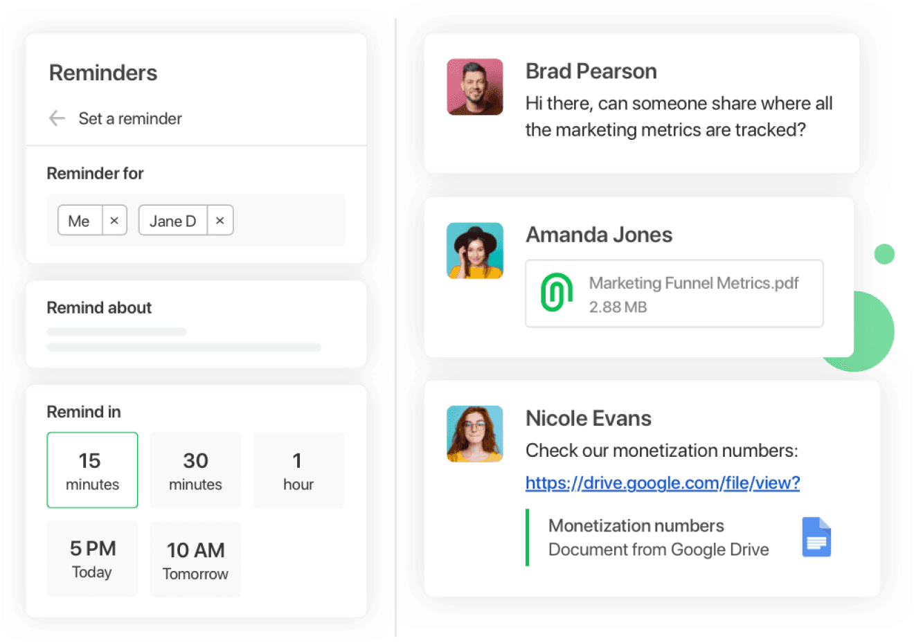 Reminder feature of Flock