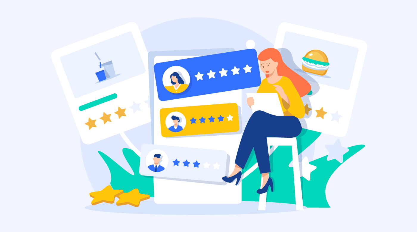Illustration of online customer reviews