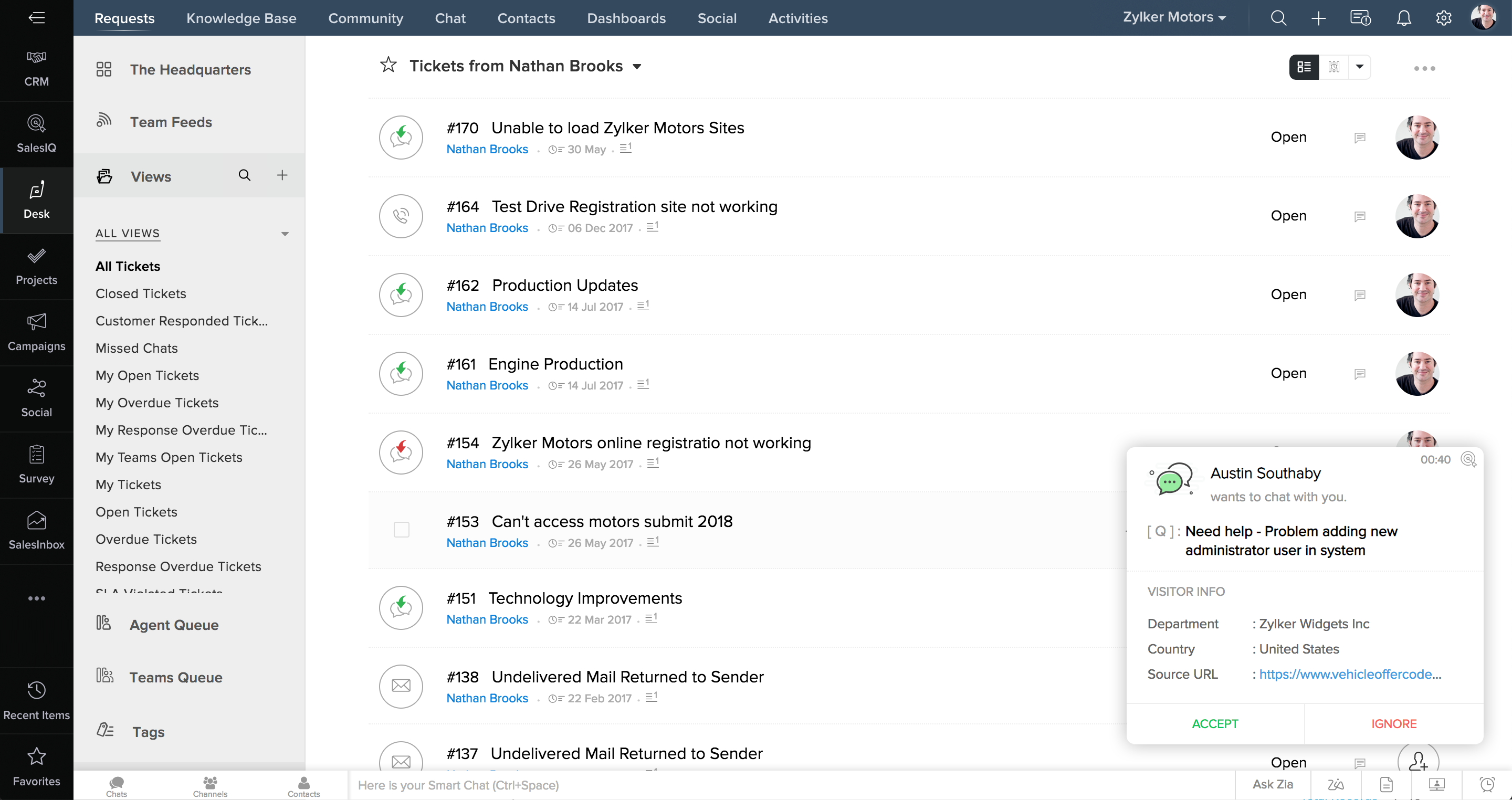 Zoho CRM customer communication software