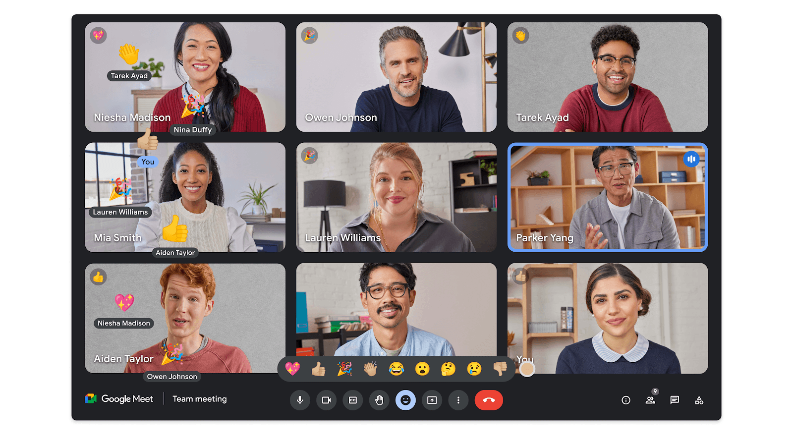 An image showing what a meeting looking like in Google Meet  