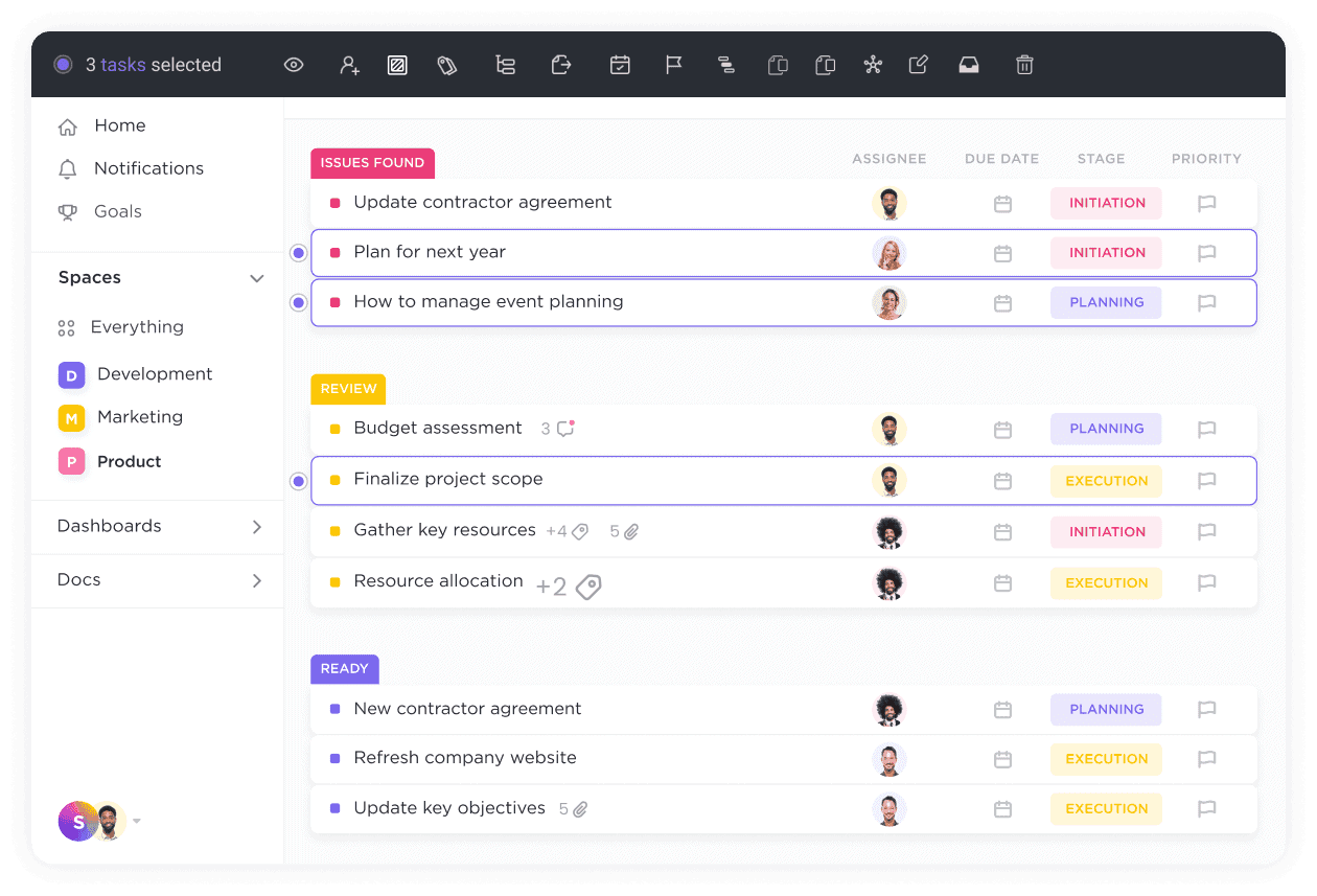 The ClickUp interface is highly customizable
