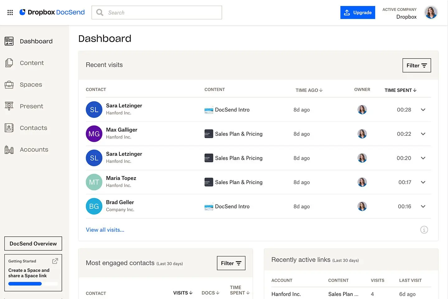Dropbox workspace showing file folders and collaboration tools