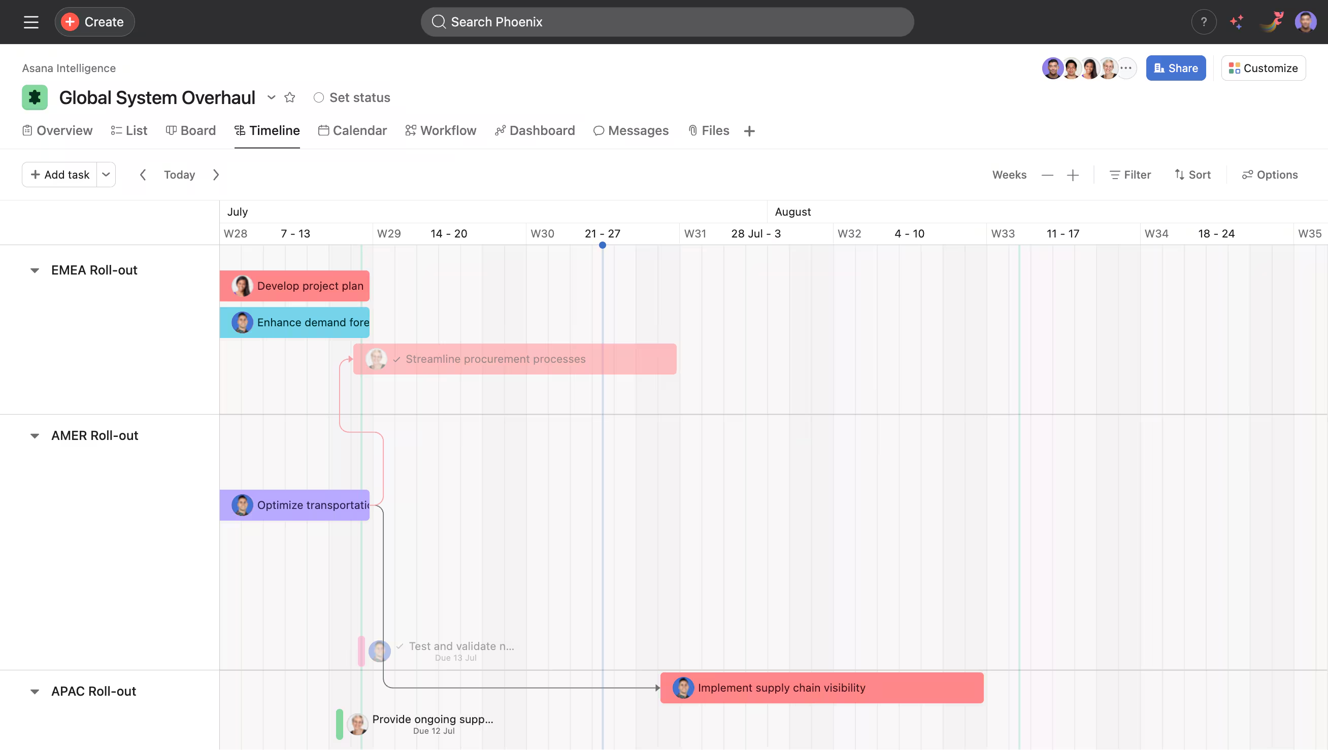 Asana: Timeline-driven project scheduling