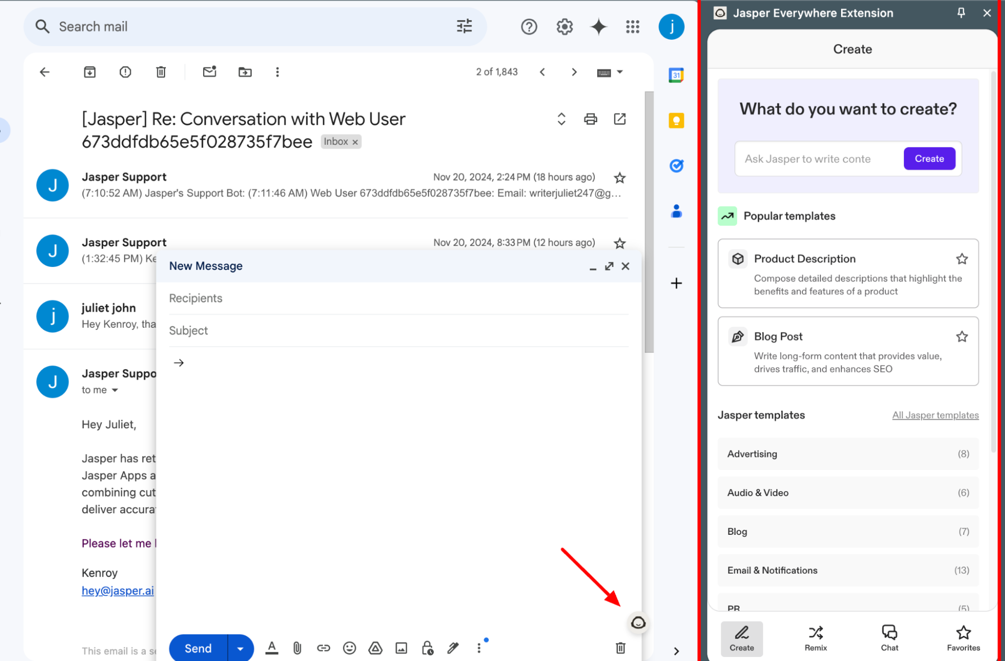 Content writing in Jasper AI