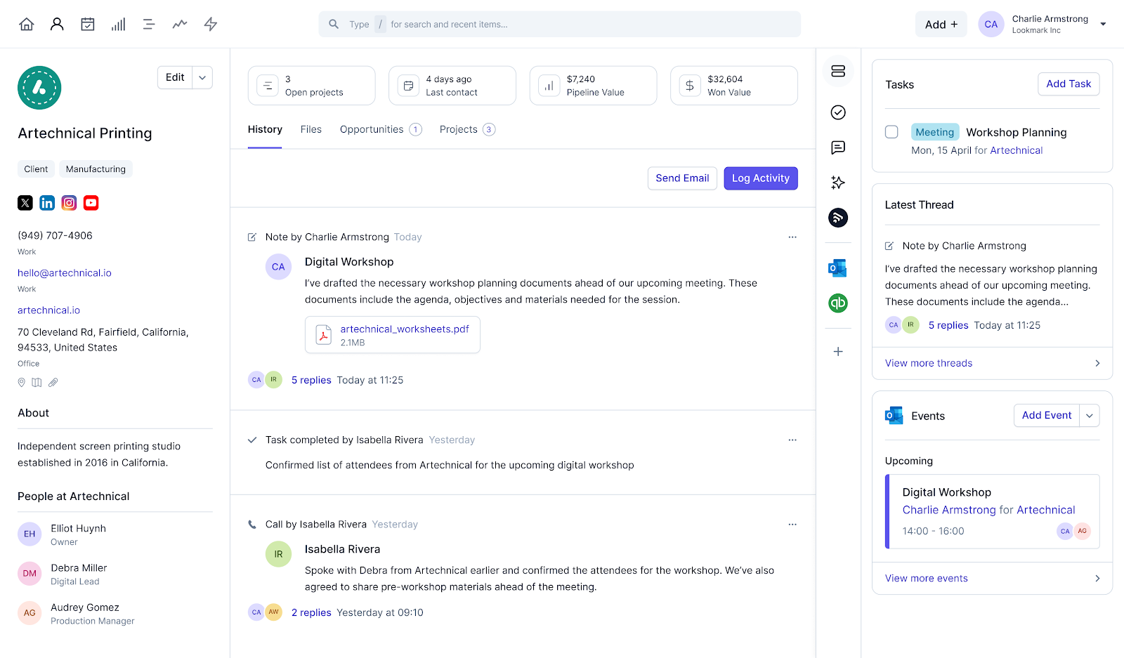 Main interface of Capsule CRM