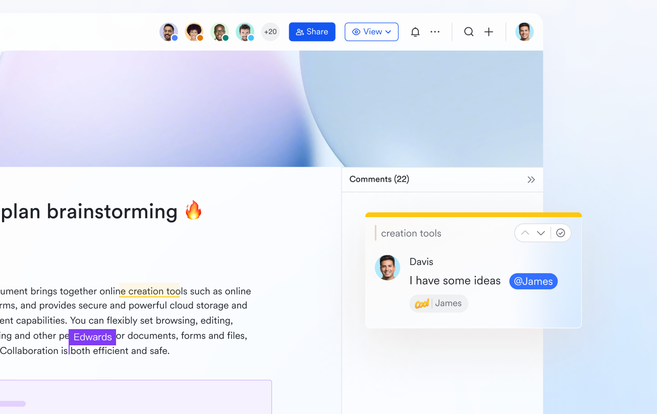 Lark Docs enables real-time collaboration