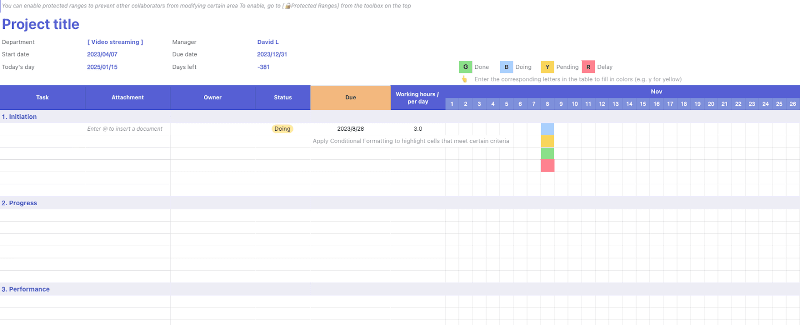 Gantt view in Lark’s project management system