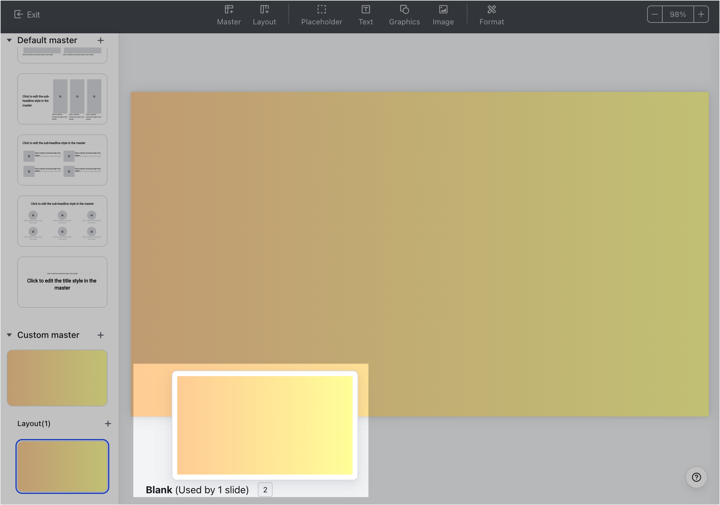 Set the slide master and layout