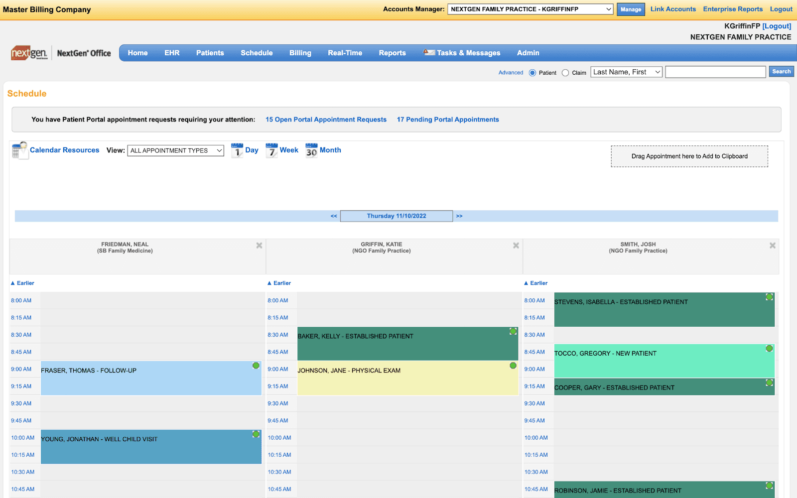 Interface of NextGen Healthcare CRM