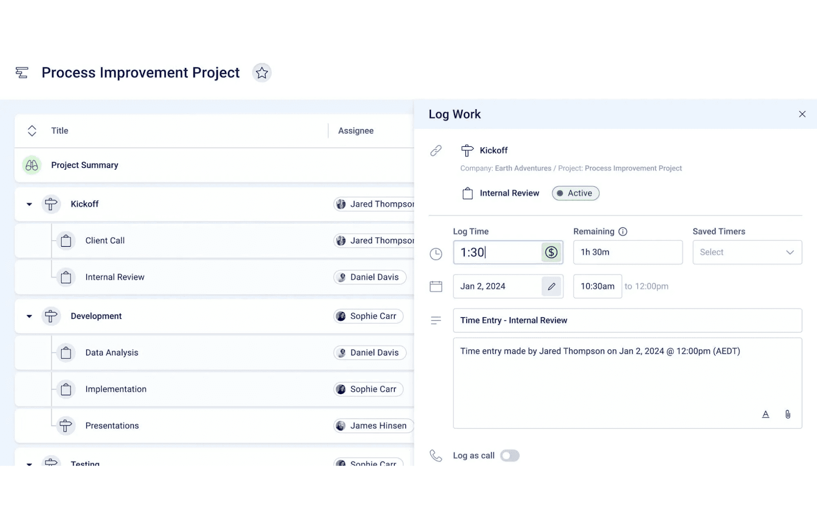 comprehensive process improvement project in Accelo