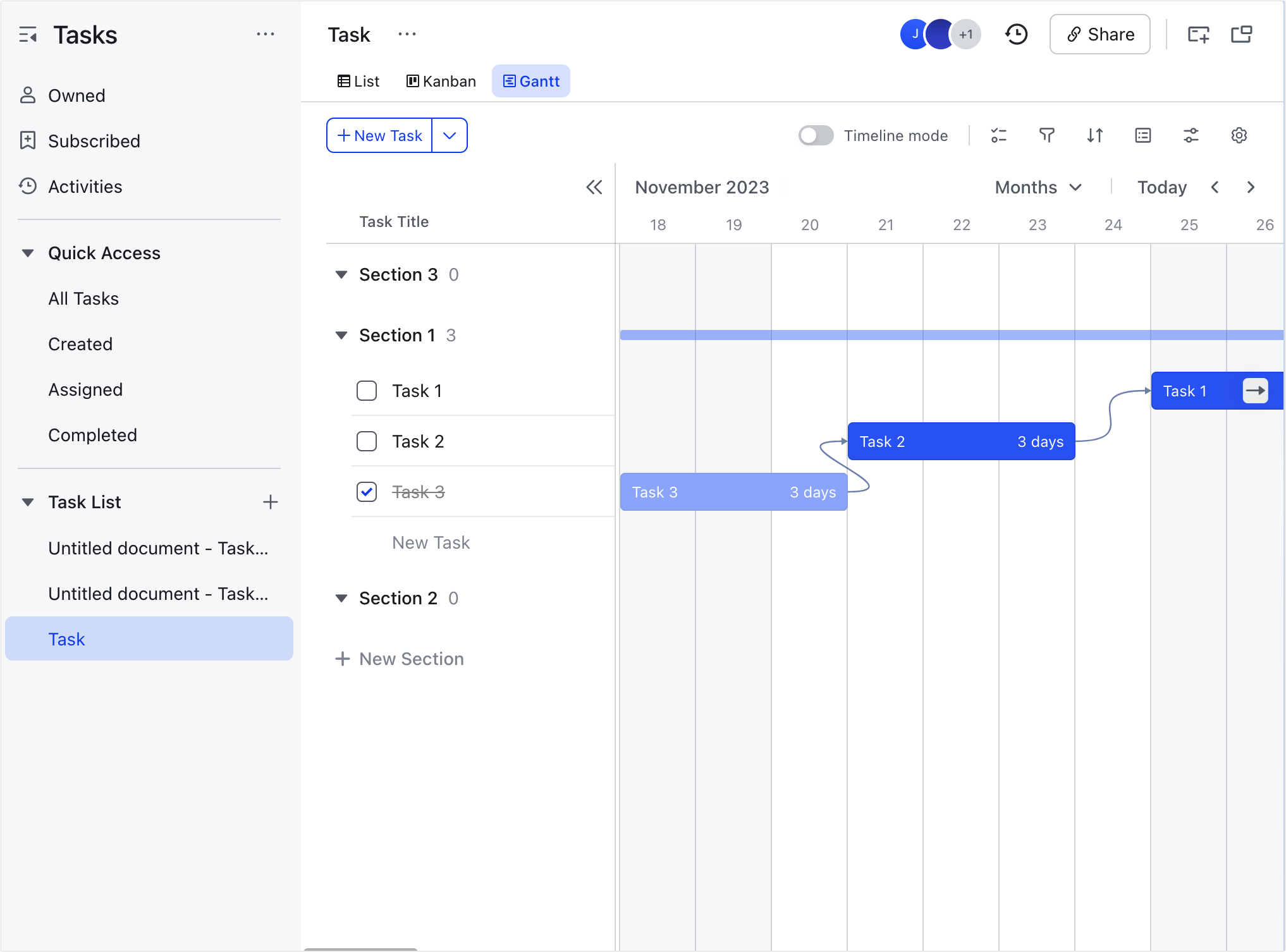 Task dependencies in Lark