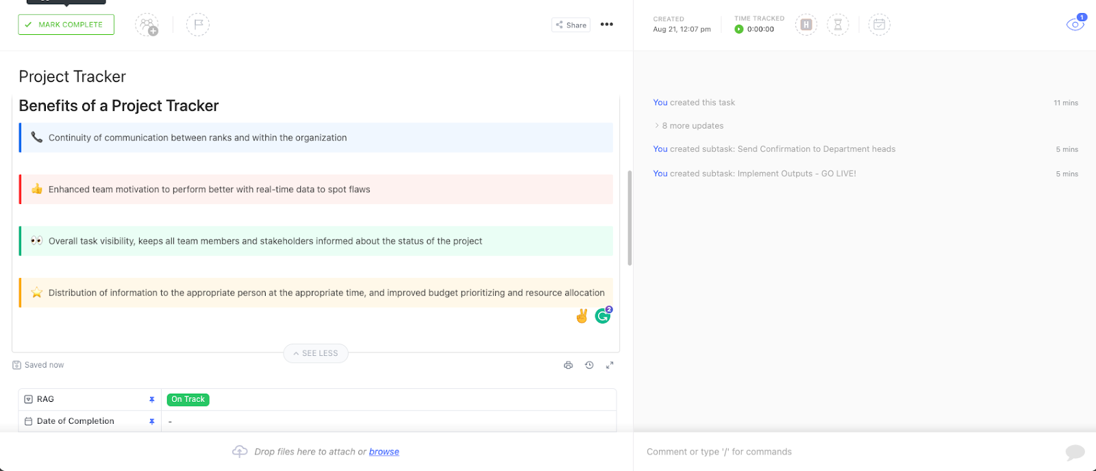 Project Tracker Template by ClickUp