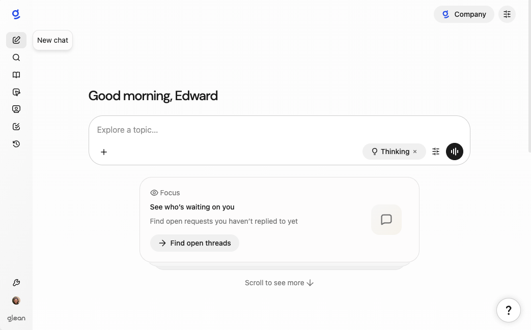 Glean, a chatbot with AI search