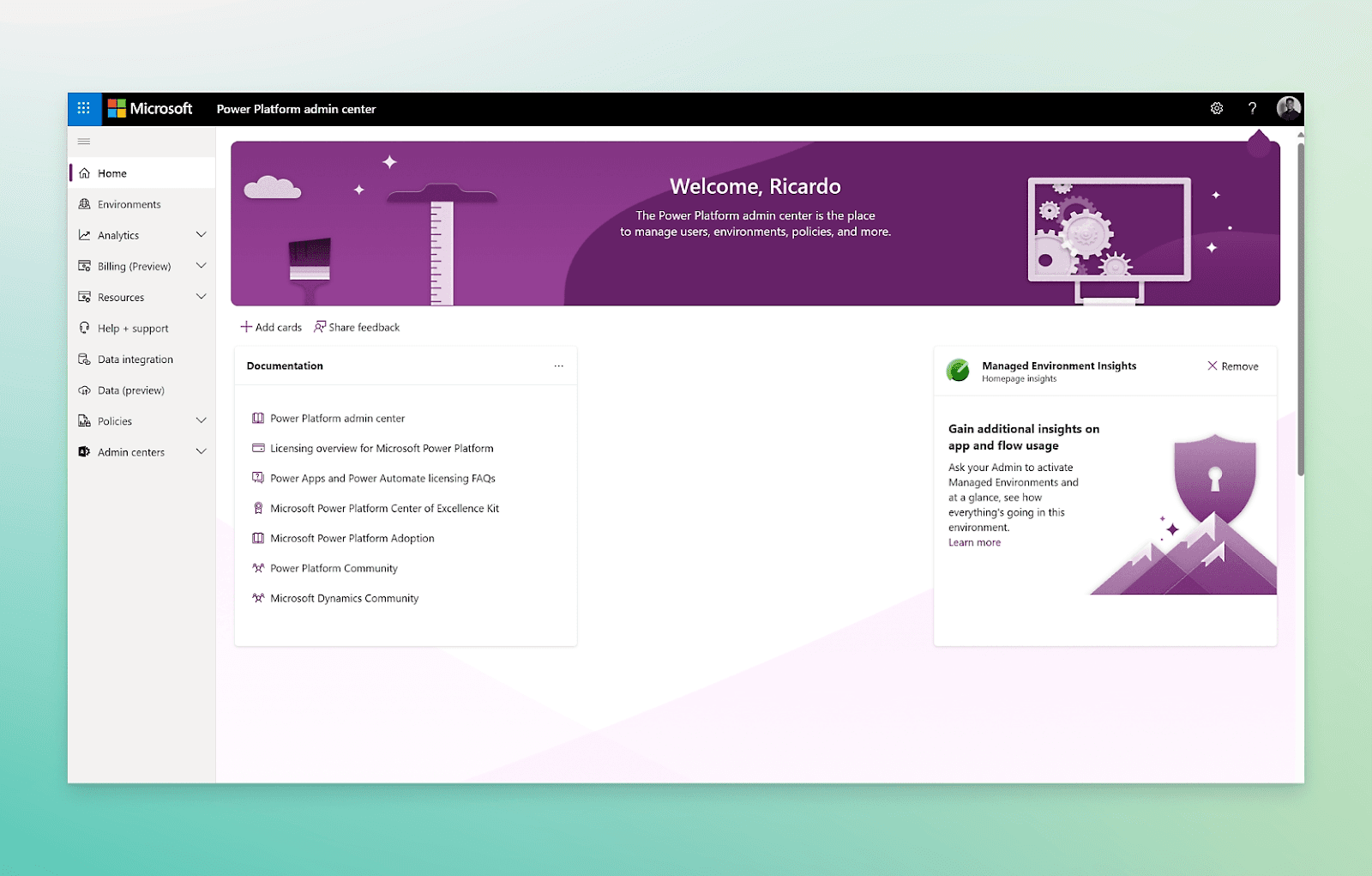 Microsoft Power Platform's admin center for low-code ALM