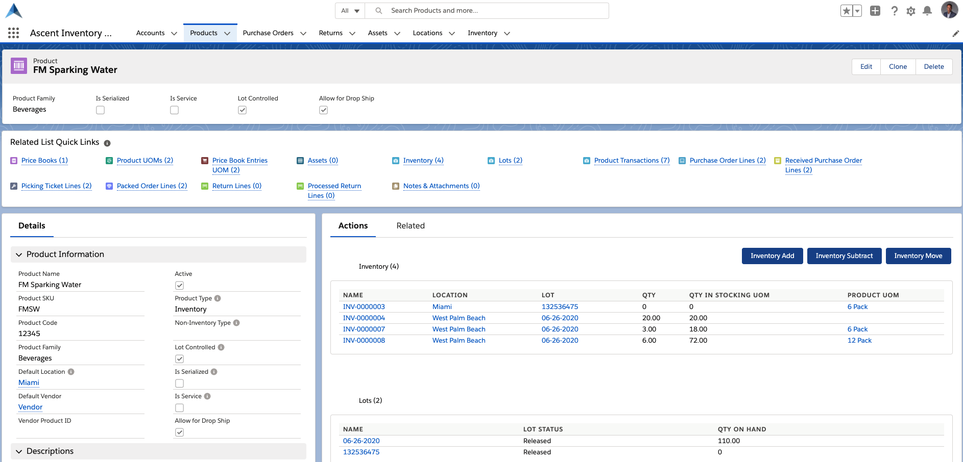 Salesforce inventory management