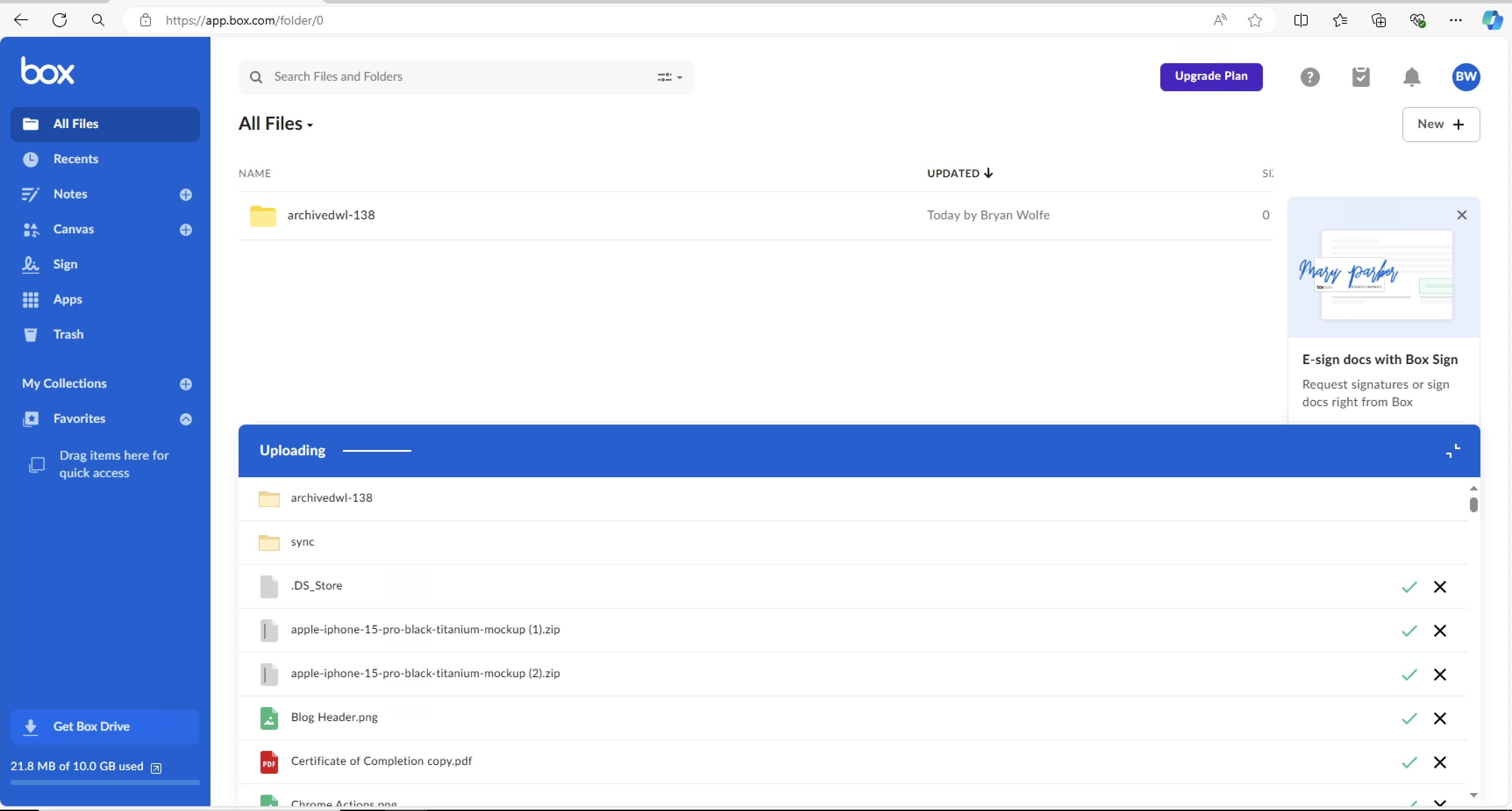 An image showing the Box interface