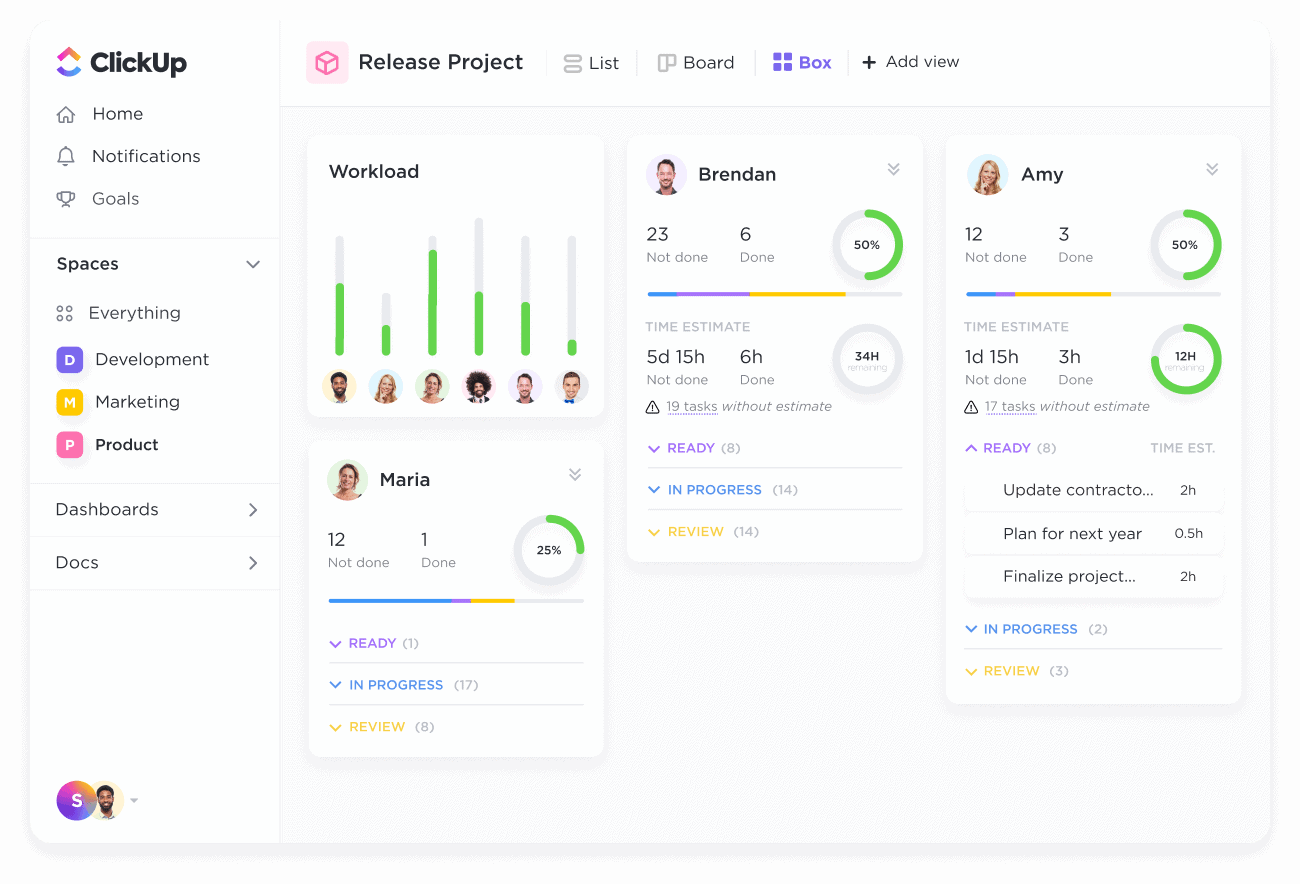 ClickUp's unified workspace for creative teams