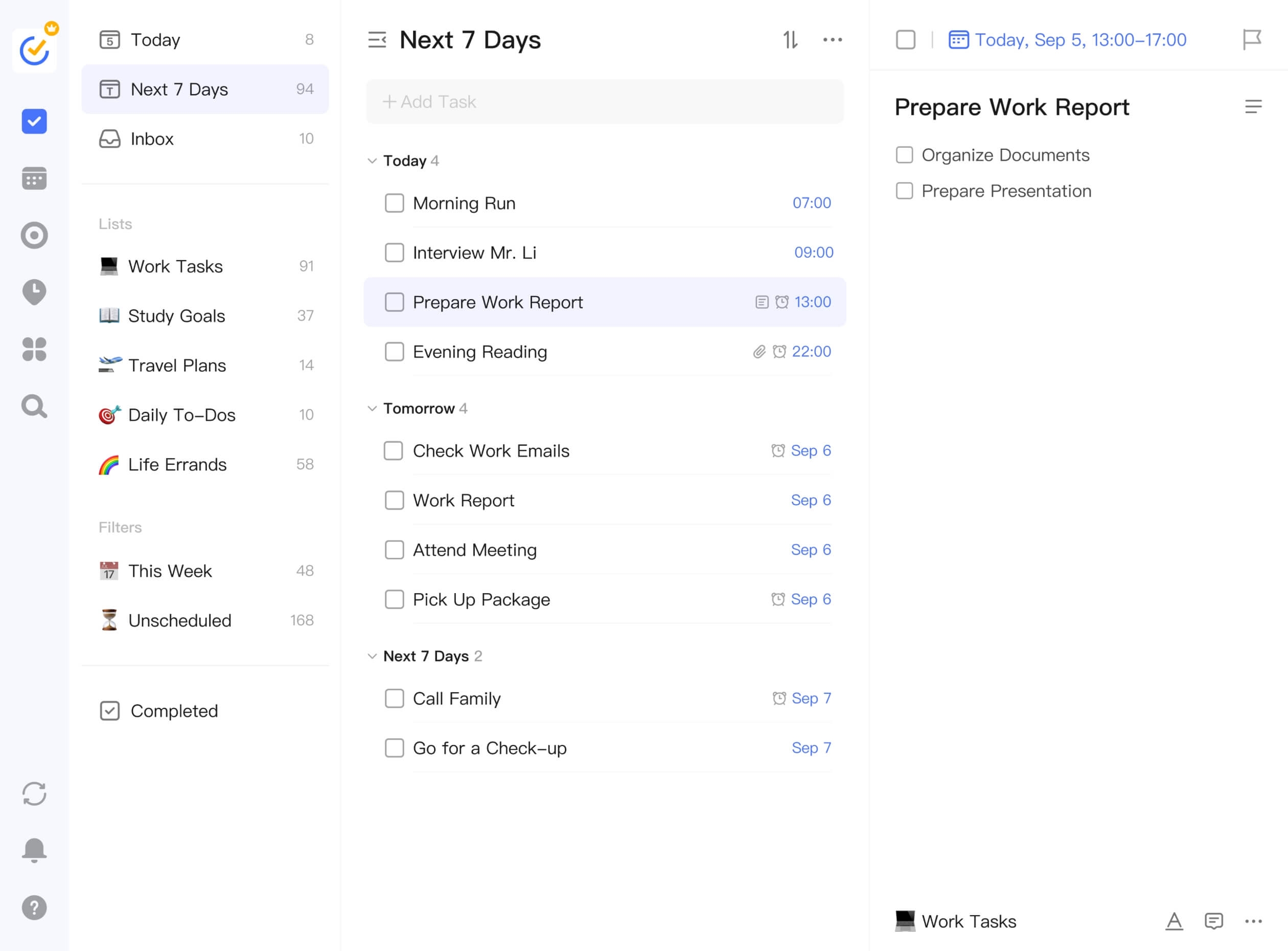 An image displaying the task tracking app TickTick