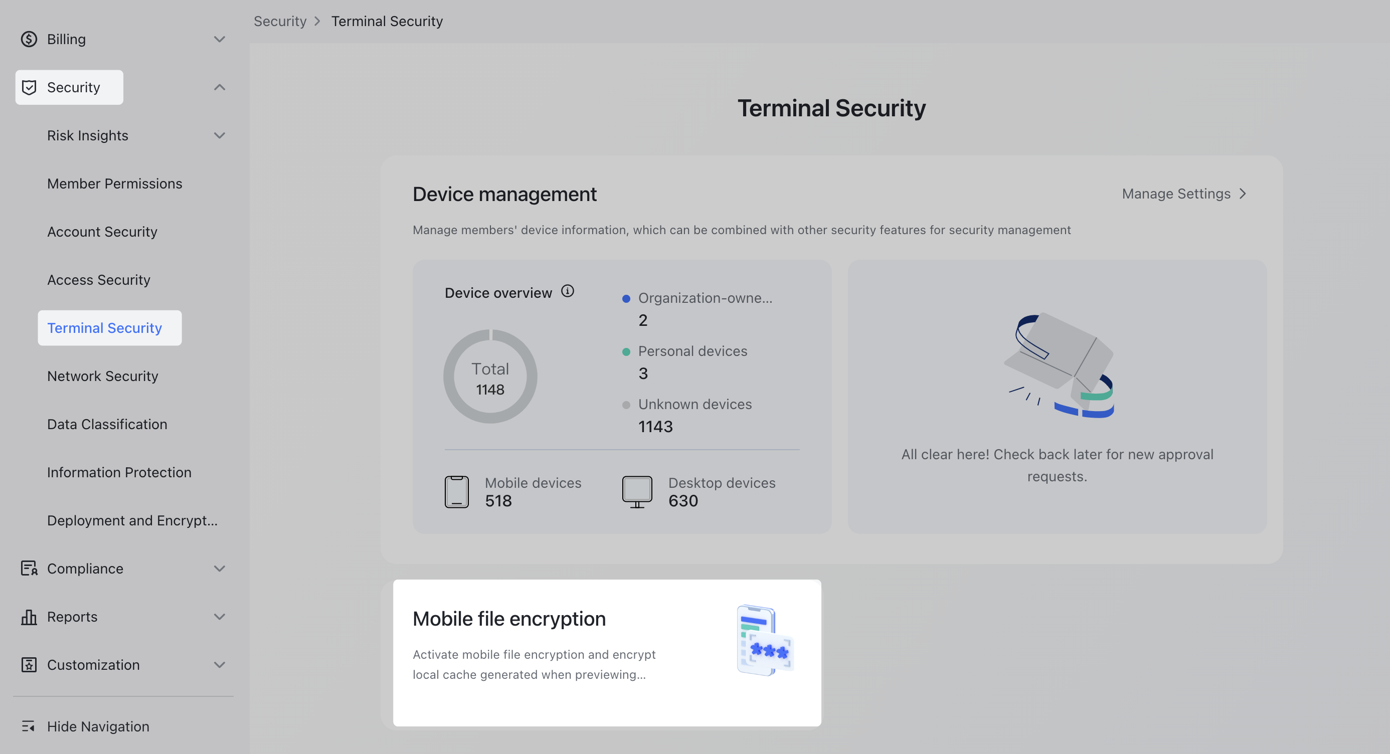Admin | Activate file encryption for mobile devices