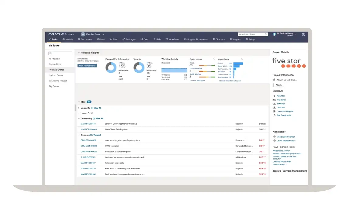 Oracle Aconex for compliance-driven large infrastructure projects