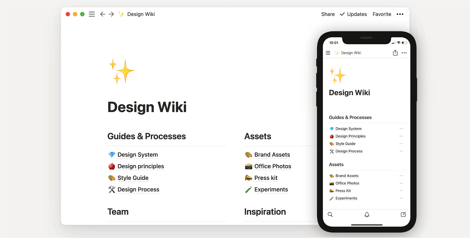 Design wiki in Notion