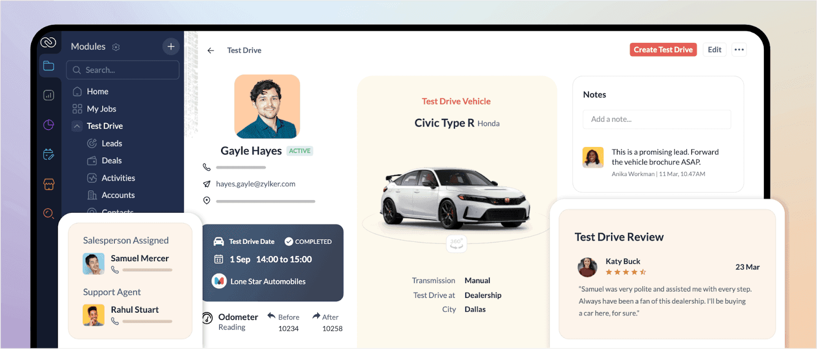 Interface of Zoho CRM