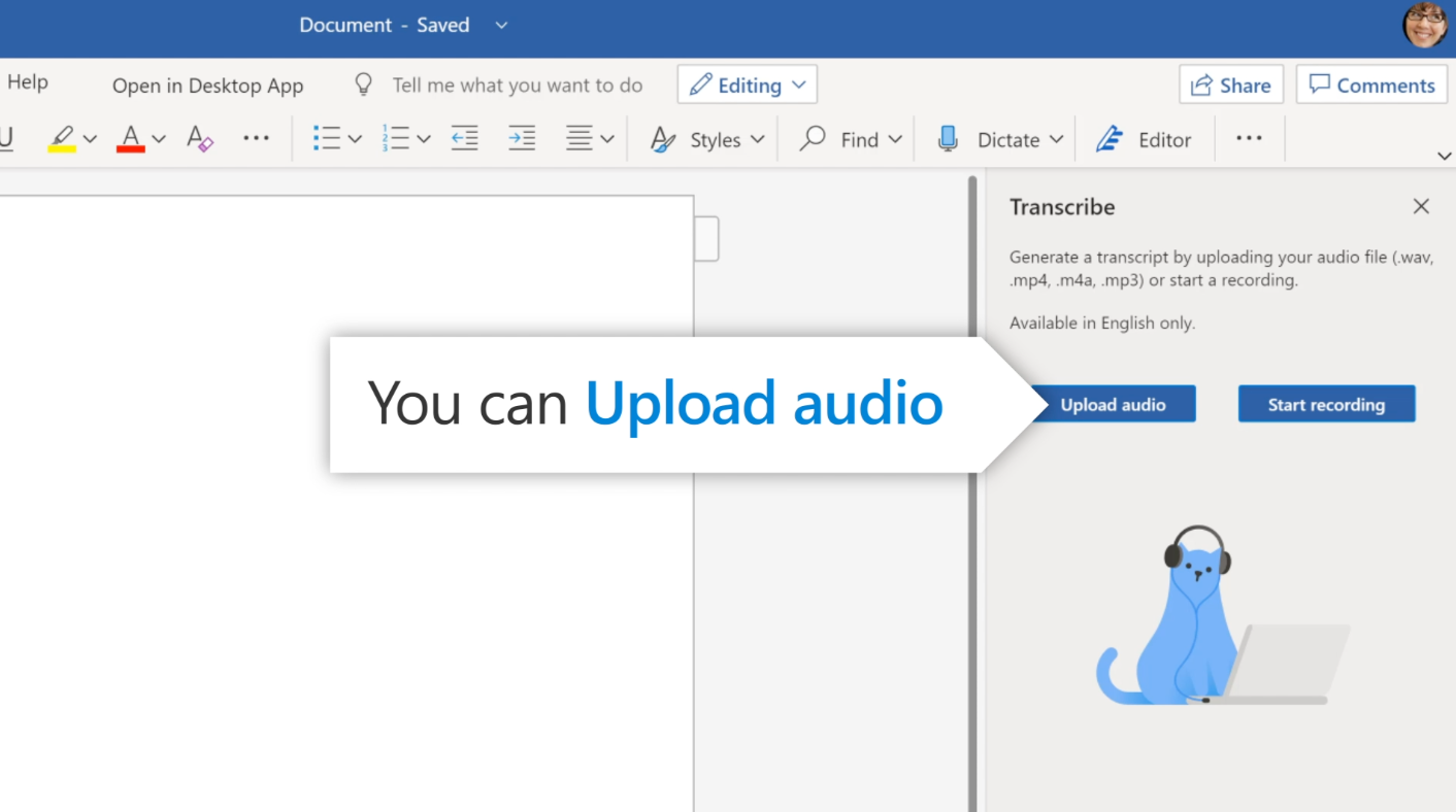 Microsoft Word Transcribe